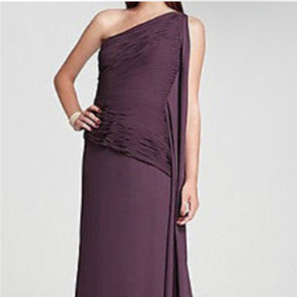 Halston Heritage One-Shoulder Dress in Deep Purple